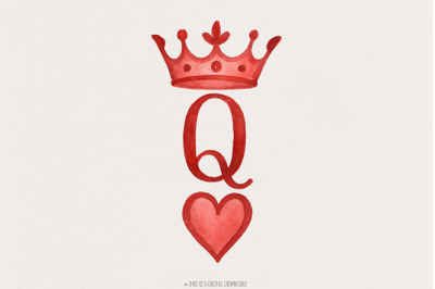 Queen of Hearts PNG, Trendy Sublimation Design, Playing Cards Art, Bir