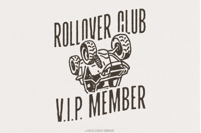 Rollover Club PNG, Funny Off-Road Clipart, UTV Humor Design, Sarcastic