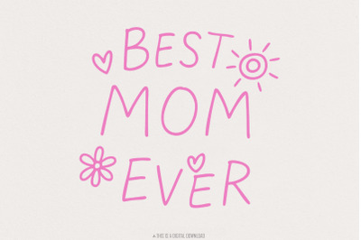 Best Mom Ever Png, Cute Mama Png, Vintage Mother Png, Mother&#039;s Day Png