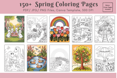 &nbsp;150+ Spring Coloring Pages | JPG/PNG | 300 DPI&nbsp;