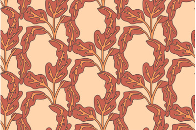 Botanical floral seamless pattern with leaves vector illustration. Col