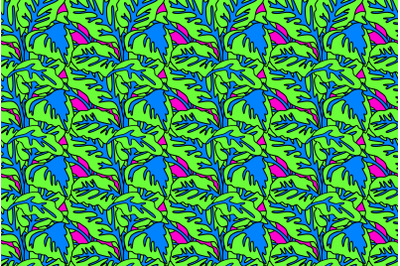 Botanical floral seamless pattern with leaves vector illustration