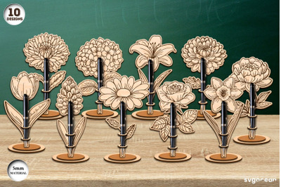Flowers Pen Stand Laser Cut Bundle