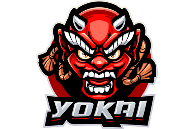 Yokai head esport mascot logo design