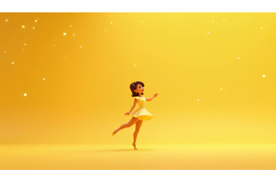 A 3D-rendered dancer under a sparkling sky