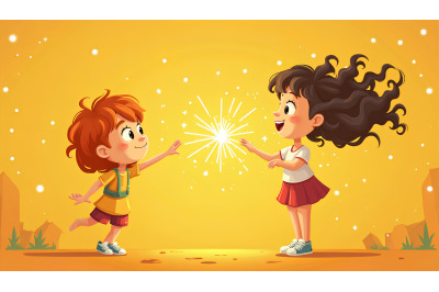 A firework-effect girl sending sparkles into space