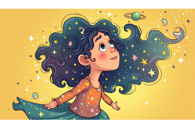 A galaxy-inspired dreamer with twinkling celestial wishes