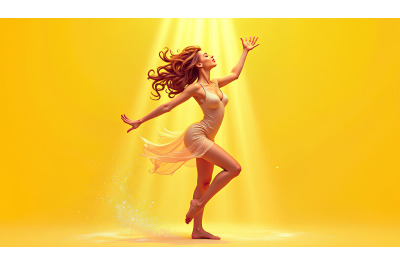 A glitter-style dancer showered in light dust