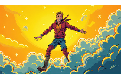 A retro 80s dreamer in an electric star storm