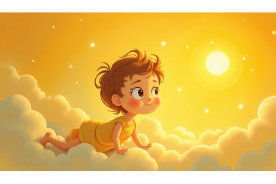 A tempera-painted dreamer in a celestial glow