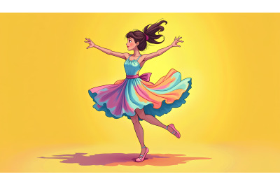 A tie-dye ballerina spinning in a swirl of hues