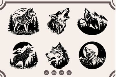 Wolf svg Bundle, Wolf svg, Wolf Clipart, Howling Wolf svg