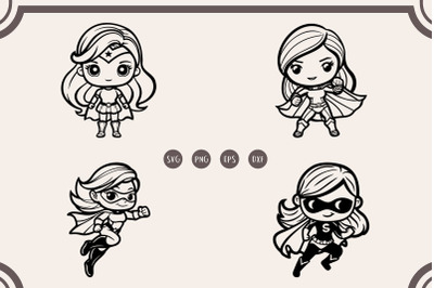 Superhero Girl svg Bundle, Superhero Female svg, png