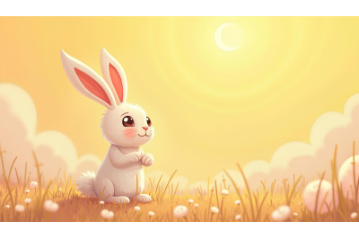 Bunny in a dreamy pastel world, surrealism