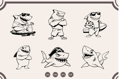 Cute Shark svg Bundle, Funny Shark svg, Shark Clipart