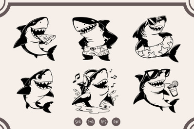 Cute Shark svg Bundle, Funny Shark svg, Shark Clipart