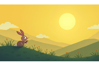 Bunny on a moonlit grassy hill, realism
