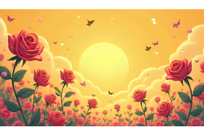 Celestial roses floating in a cosmic dream
