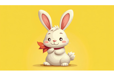 Charming bunny with bright ribbons, fauvism