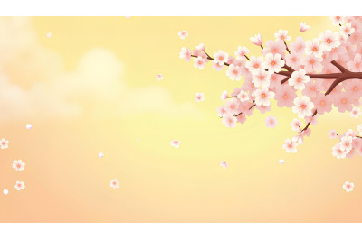 Cherry blossoms drifting in the wind, pastels