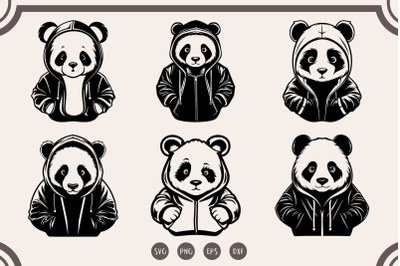 Cute Panda svg Bundle, Panda In Hoodie svg