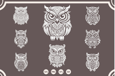 Owl Mandala svg Bandle, Mandala Owl svg, Owl Silhouette