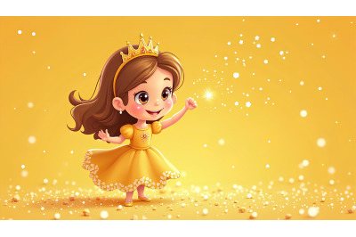 Cute princess playing with magical sparkles, pointillism
