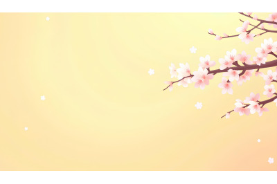 Delicate cherry blossoms in breeze, pastels