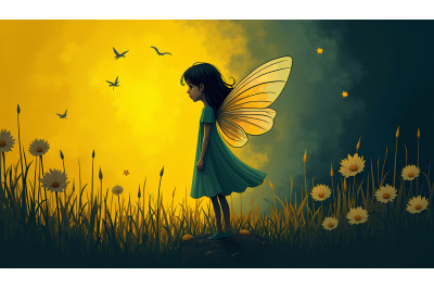Expressionist fairy, deep emotions in night