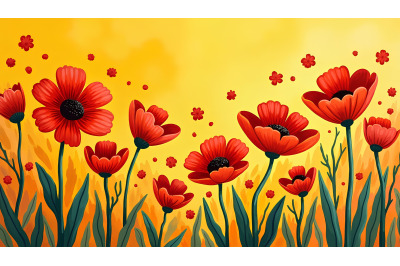 Expressionist red flowers, emotional swirling strokes