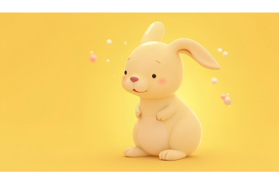 Innocent bunny with glowing fur, minimalism