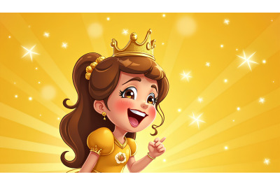 Joyful princess with golden sparkles, pop art