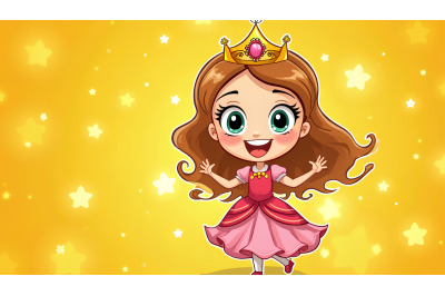Joyful princess with sparkles, pop art