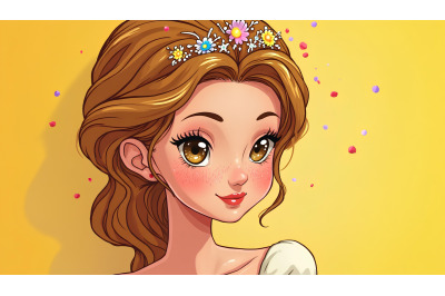 Lovely princess with dreamy eyes, pointillism