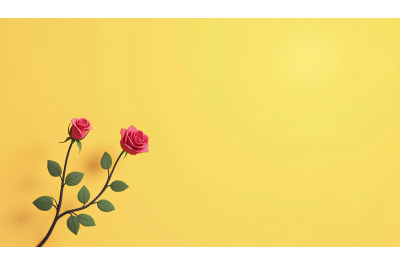 Minimalist rose branch, simple yet elegant scene