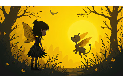 Monochrome fairy, deep shadows and mystery
