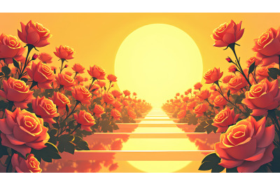 Optical illusion roses, shifting light and depth