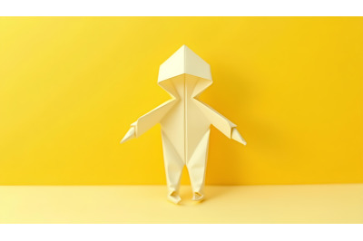 Paper origami, folded toddler figure in art