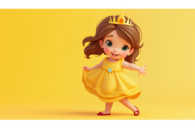 Playful cartoon princess, cubism