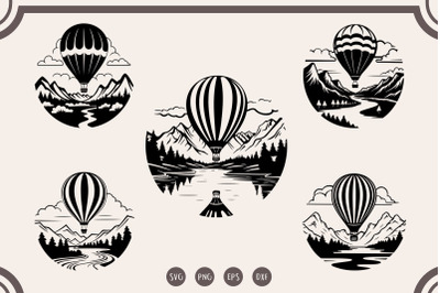 Hot Air Balloon svg Bundle, Air Balloon Silhouette svg