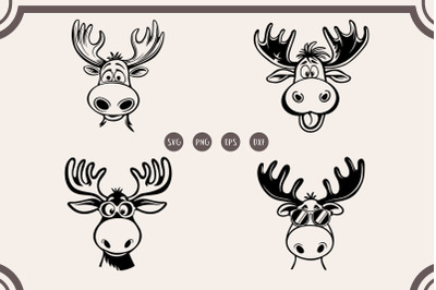 Moose svg, Funny Moose svg Bundle, Moose Wearing Sunglasses
