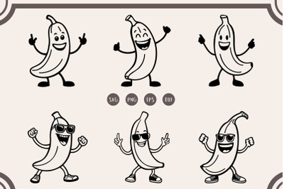 Cute Banana Dancing Bundle svg, Banana Dancing With Glasses