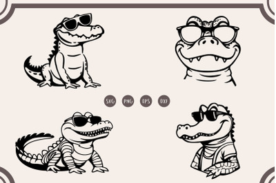 Alligator With Sunglasses svg, Crocodile With Glasses svg