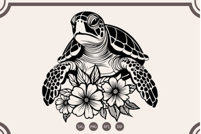 Floral Turtle svg, Flower Turtle svg, Turtle svg, png