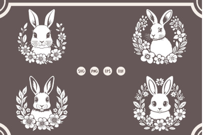 Easter Floral Rabbit svg, Floral Rabbit svg, Floral Bunny