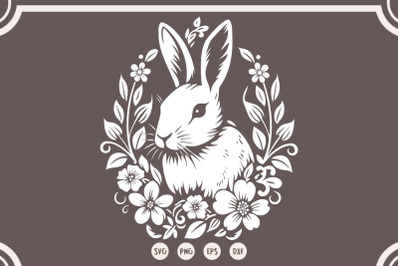 Easter Floral Rabbit svg, Flower Rabbit Easter svg