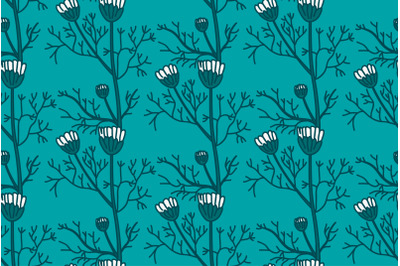 Botanical floral seamless pattern with daisy flowers vector illustrati