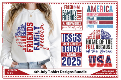 4th July T-shirt Designs Bundle