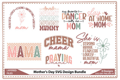 8 Mother&#039;s Day SVG Design Bundle