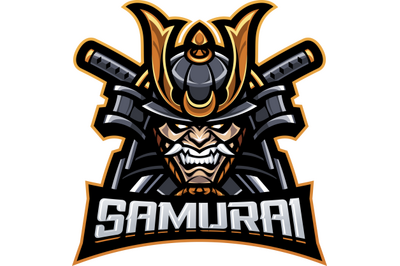 Samurai head esport mascot logo design